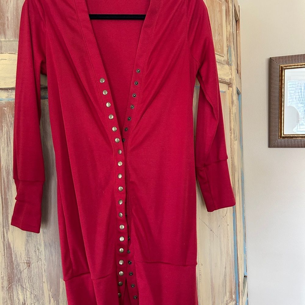 Elegant Red Button-Down Dress